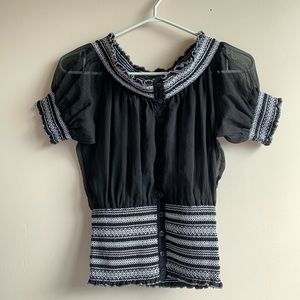 Off The Shoulder Sheer Button Up Top